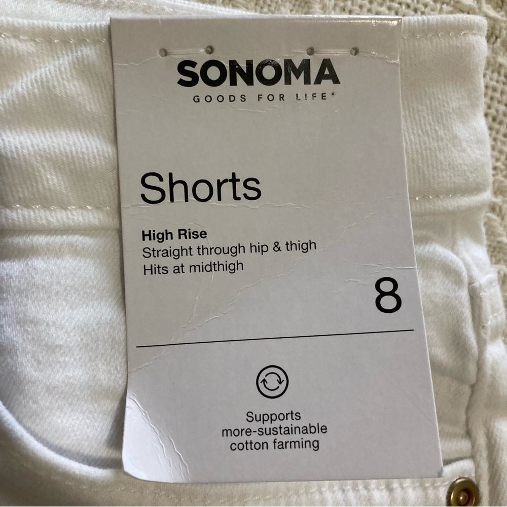 Sonoma Goods for Life White Denim Cuffed High Rise Shorts Women’s Size 8 NWT - Picture 8 of 10